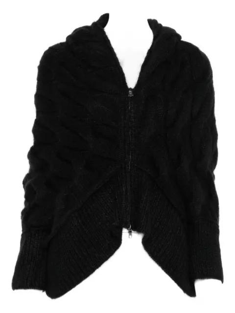 cable-knit hoodied cardigan by YEHUAFAN