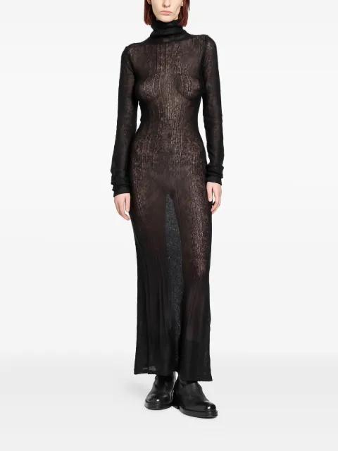 roll neck mohair maxi dress by YEHUAFAN