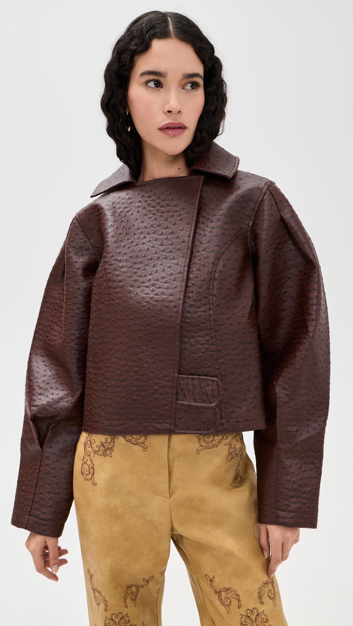 Oliver Faux Ostrich Leather Jacket by YELLOW THE LABEL