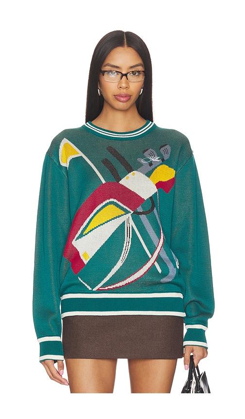 Yellow The Label Golfbag Tencel Knit Pullover in Teal by YELLOW THE LABEL