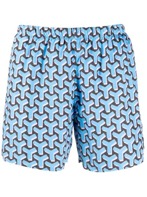 geometric-print swim trunks by YES I AM