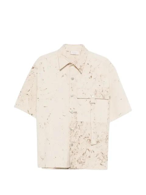 marbled-print pocket shirt by YES LONDON