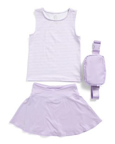 Girls Tank Top And Crossover Skort With Fanny Pack Set | Polyester/Spandex by YOGALICIOUS Girls Tank Top And Crossover Skort With Fanny Pack Set | Polyester/Spandex by YOGALICIOUS