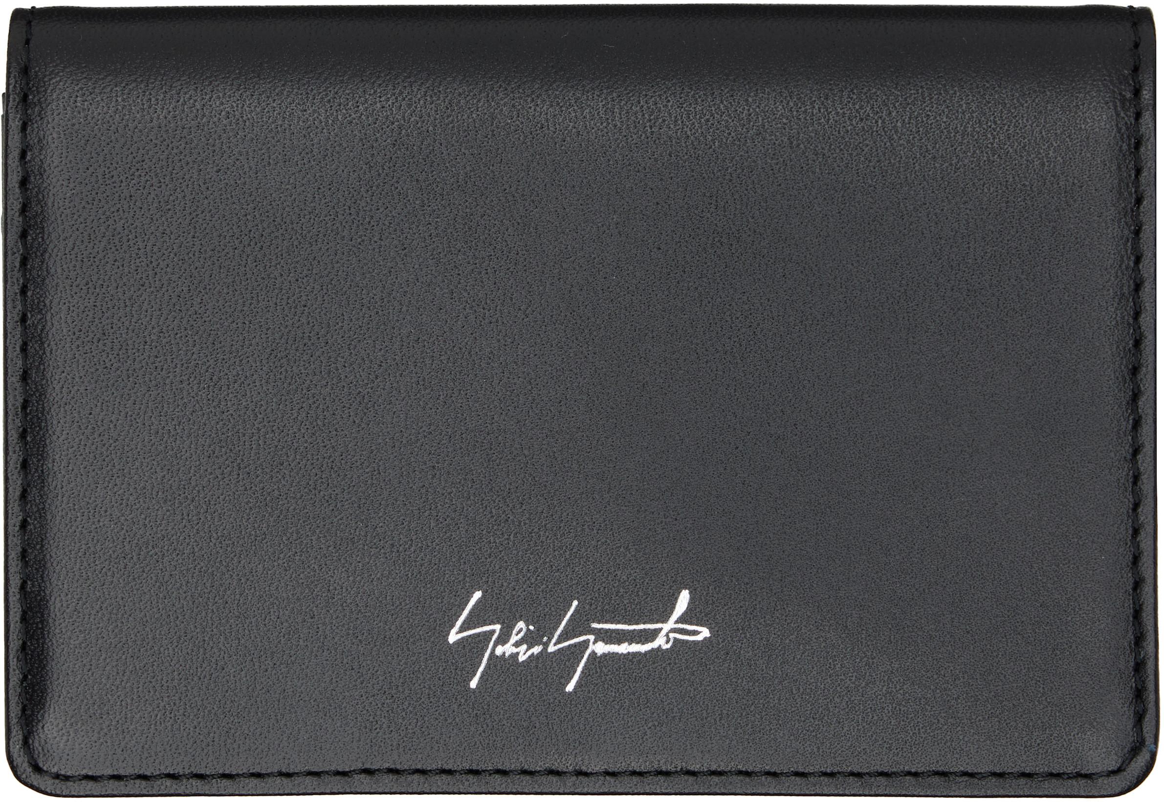 Black Bifold Card Holder by YOHJI YAMAMOTO Black Bifold Card Holder by YOHJI YAMAMOTO