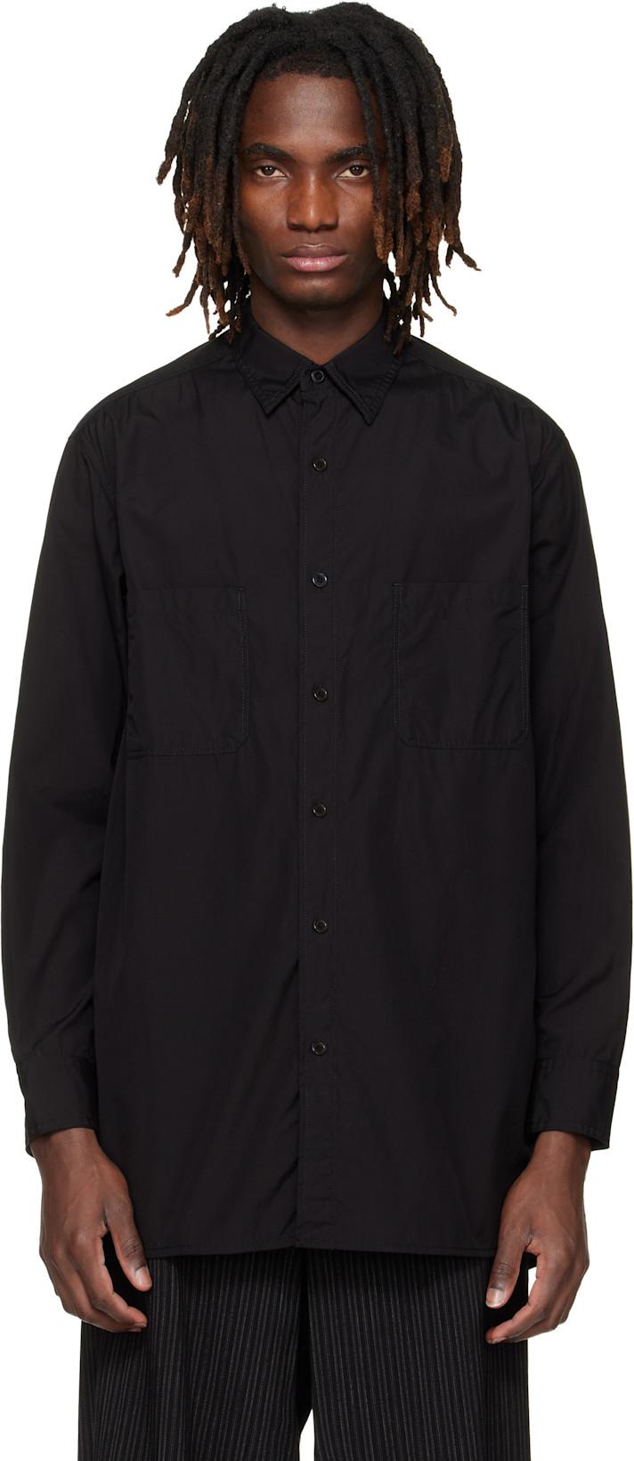 Black Big Standard Chain Stitch Shirt by YOHJI YAMAMOTO