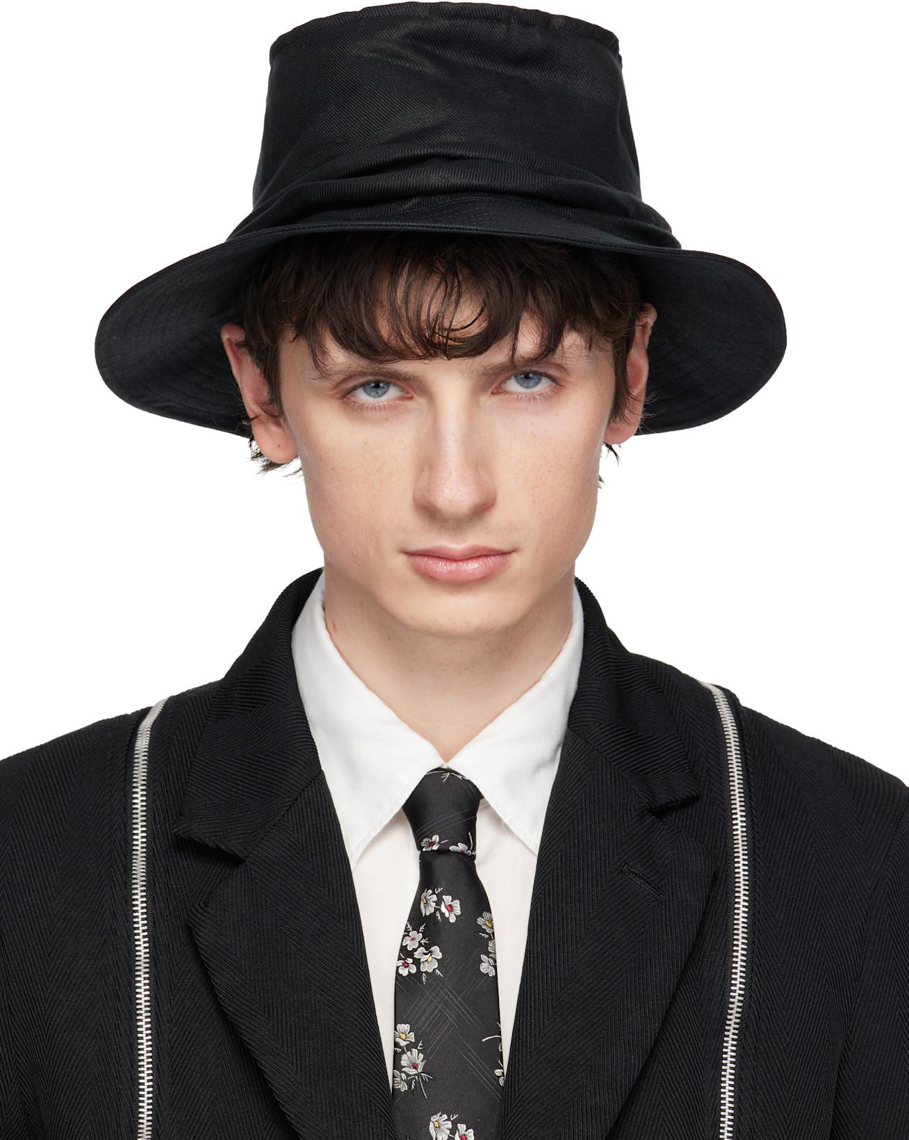 Black Drape Bucket Hat by YOHJI YAMAMOTO