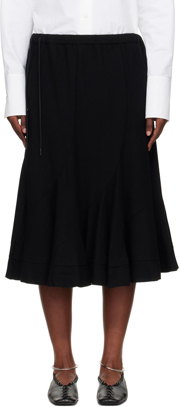 Black Eringi Midi Skirt by YOHJI YAMAMOTO