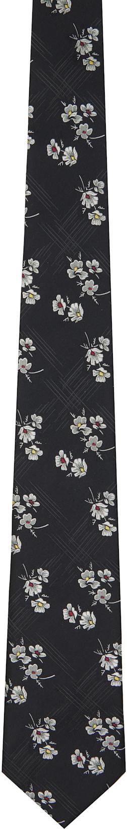 Black Flower Plaid JQ Derby Tie by YOHJI YAMAMOTO