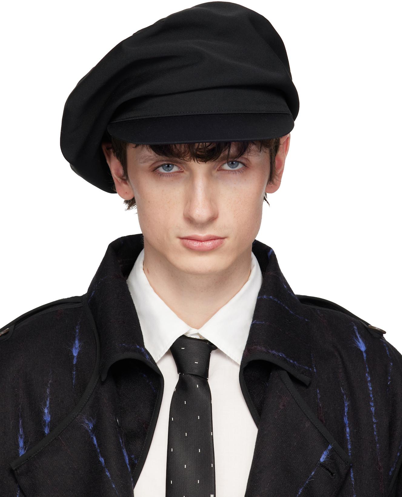 Black Gabardine Darts Casquette Cap by YOHJI YAMAMOTO