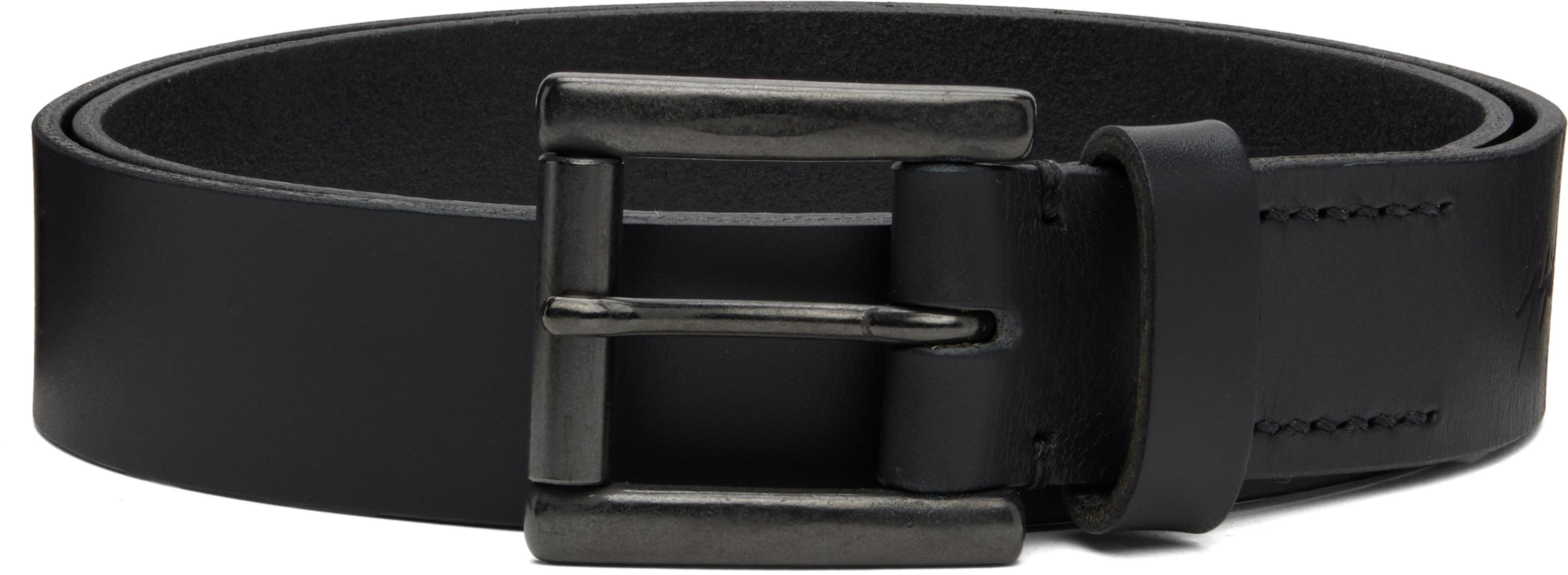 Black Matt Soft Leather 30mm Plain Belt by YOHJI YAMAMOTO