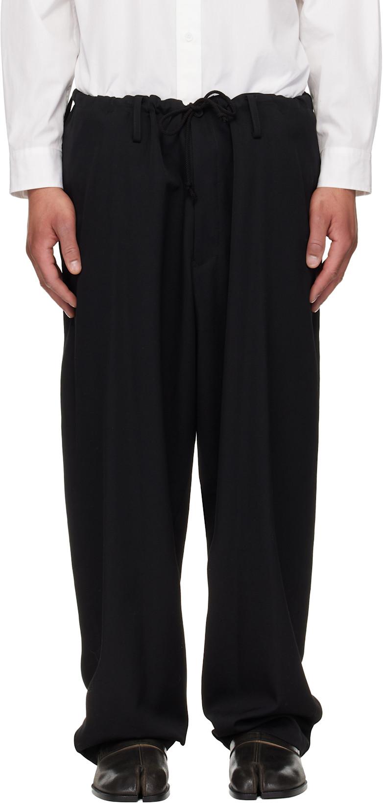 Black New Standard String Trousers by YOHJI YAMAMOTO