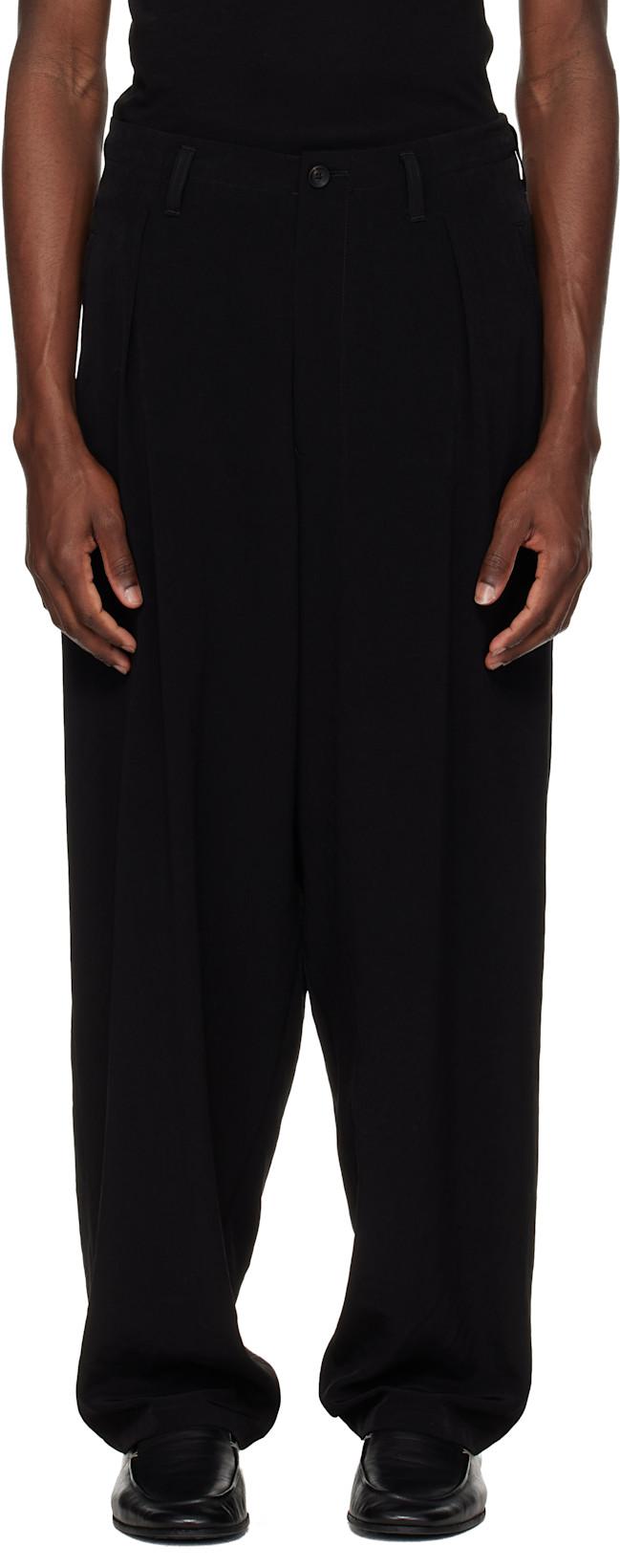 Black TA Tuxedo 1 Tuck Trousers by YOHJI YAMAMOTO