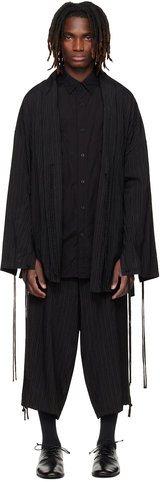 Black Thin Stripe Jacket by YOHJI YAMAMOTO