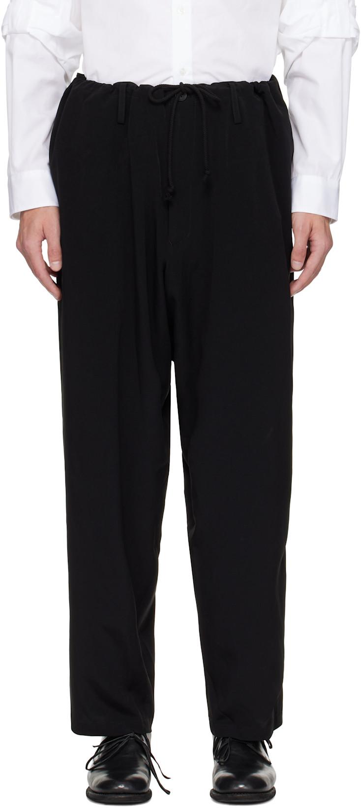 Black Tuxedo Standard String Trousers by YOHJI YAMAMOTO