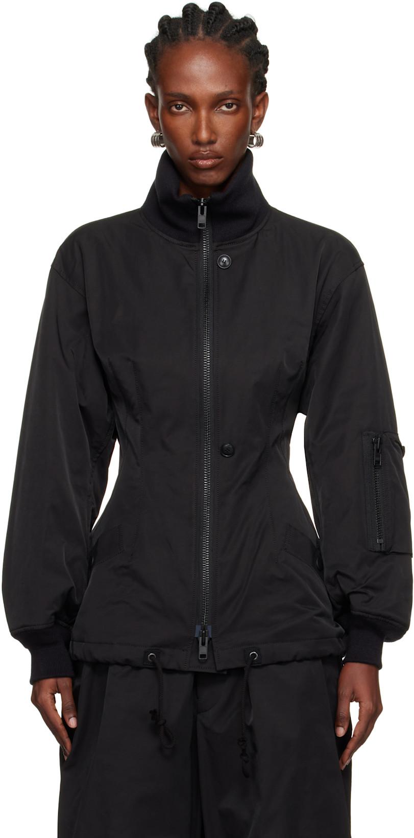 Black Twill Darts Bomber Jacket by YOHJI YAMAMOTO