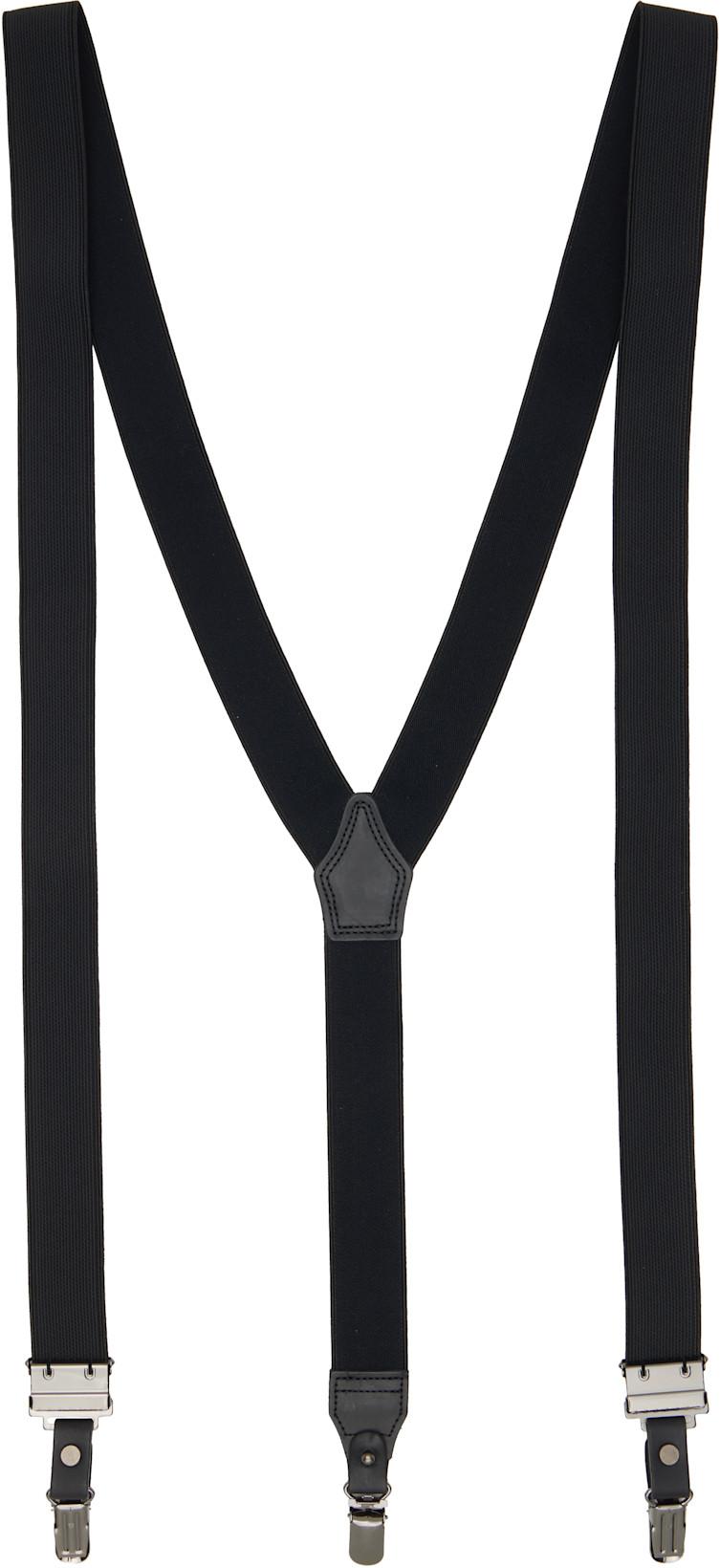 Black Woolly Spin Tape 30mm 2way Suspenders by YOHJI YAMAMOTO