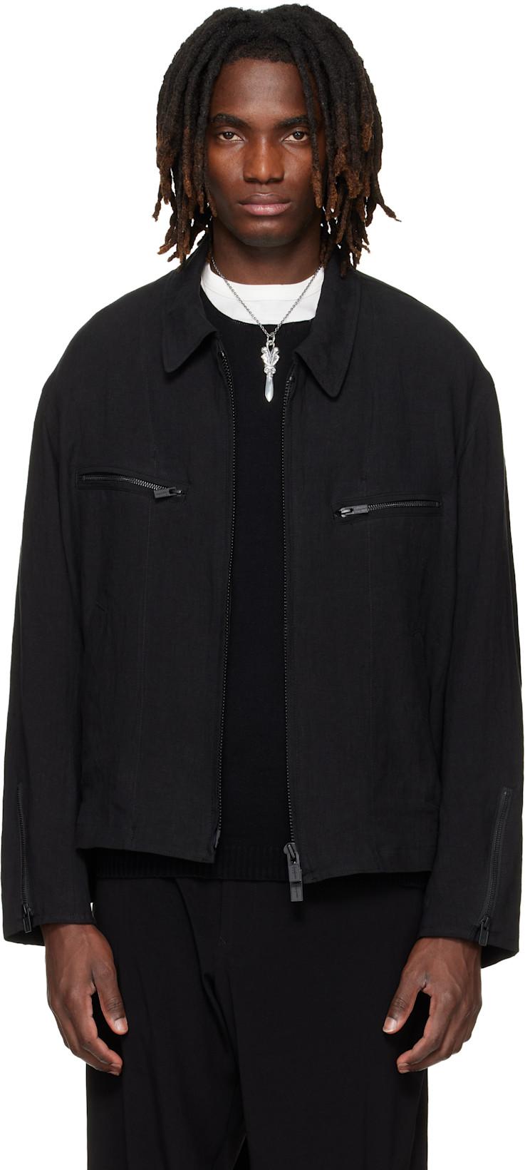 Black Zip Blouson Jacket by YOHJI YAMAMOTO