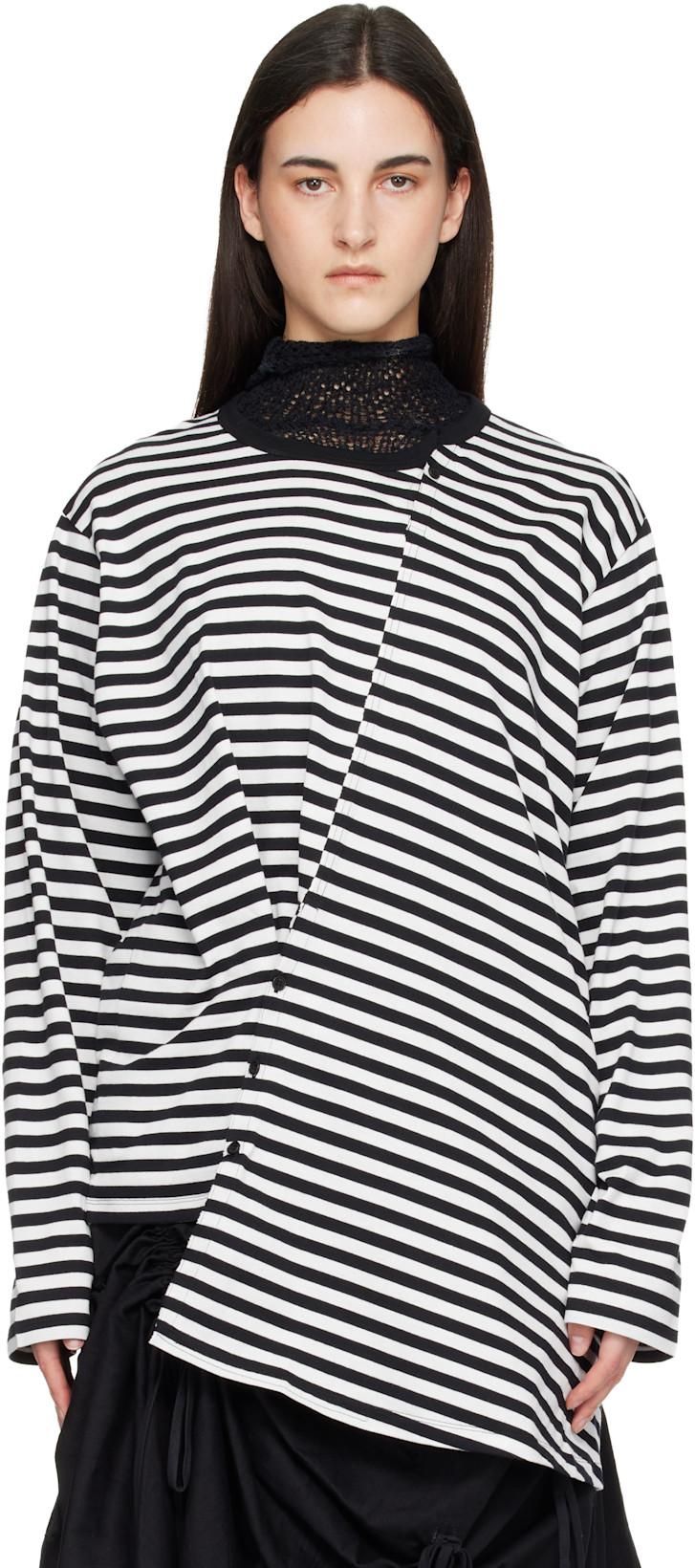 Black & White Paneled Long Sleeve T-shirt by YOHJI YAMAMOTO