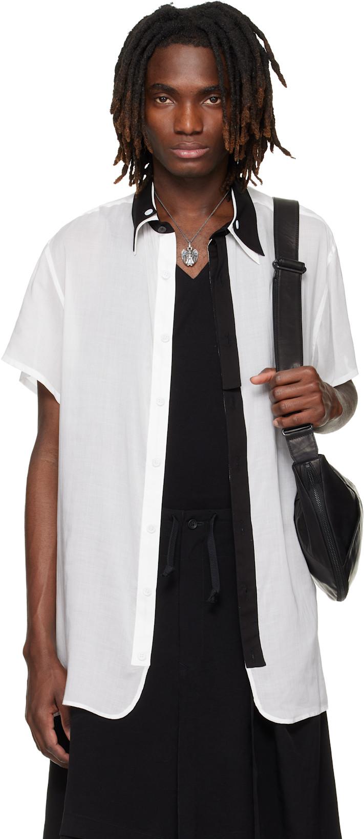 White Double Collar B Shirt by YOHJI YAMAMOTO