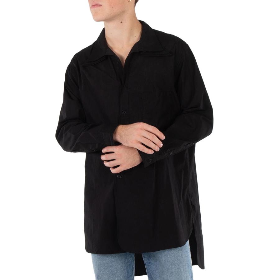 Yohji Yamamoto Black Triple Collar Button Up Shirt by YOHJI YAMAMOTO