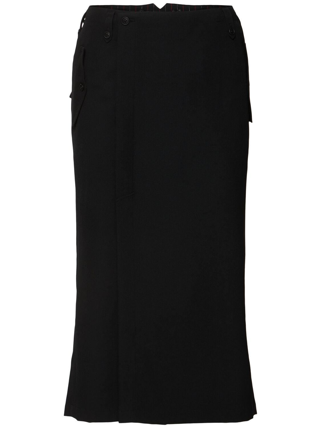 York Wool Blend Gabardine Skirt by YOHJI YAMAMOTO