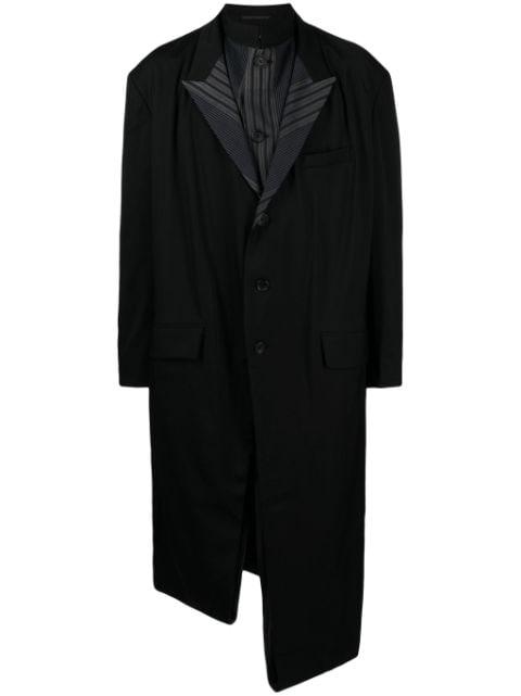 asymmetric striped-lining wool coat by YOHJI YAMAMOTO
