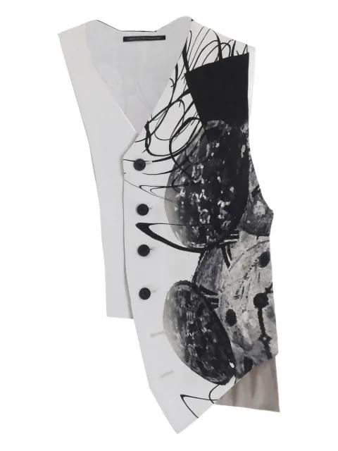 clock-print asymmetric waistcoat by YOHJI YAMAMOTO