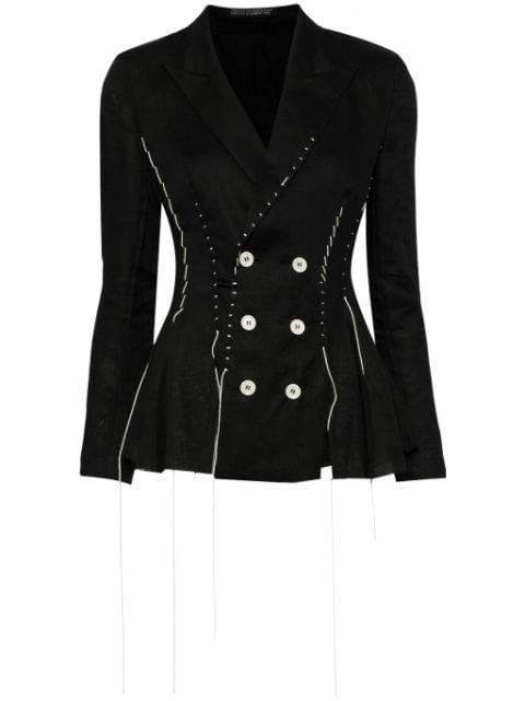 contrast-stitch linen blazer by YOHJI YAMAMOTO