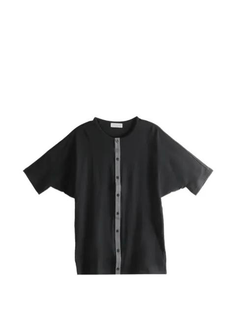 contrast-trim button-up T-shirt by YOHJI YAMAMOTO