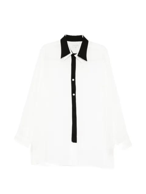 contrast-trim sheer shirt by YOHJI YAMAMOTO