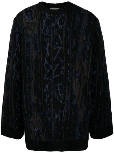 contrasting-trim wool-blend jumper by YOHJI YAMAMOTO