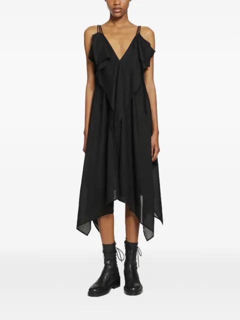 draped asymmetric-hem dress by YOHJI YAMAMOTO