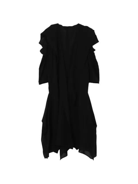draped-detail asymmetric-hem coat by YOHJI YAMAMOTO