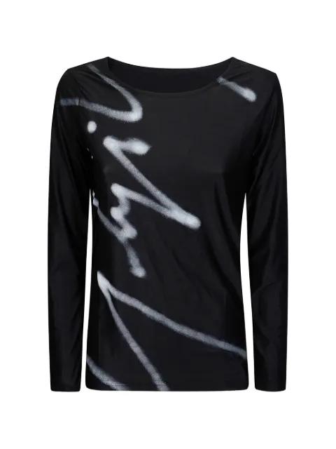 graffiti-print long-sleeve T-shirt by YOHJI YAMAMOTO