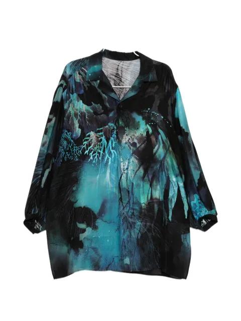 graphic-print camp-collar shirt by YOHJI YAMAMOTO