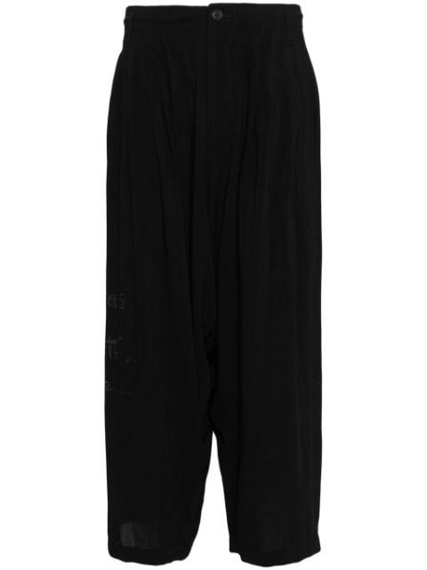graphic-print cropped velvet trousers by YOHJI YAMAMOTO