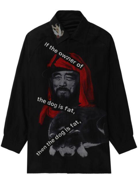 graphic-print silk shirt by YOHJI YAMAMOTO