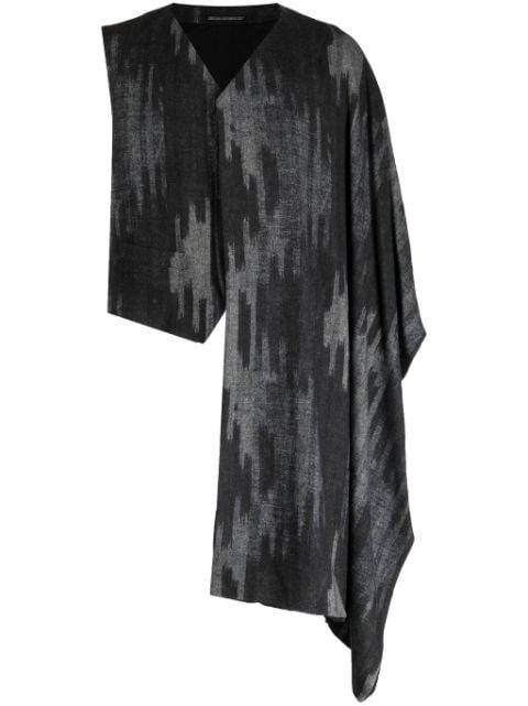 graphic-print textured asymmetric vest by YOHJI YAMAMOTO