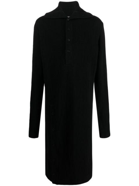 hoodied glove-sleeves maxi cardigan by YOHJI YAMAMOTO