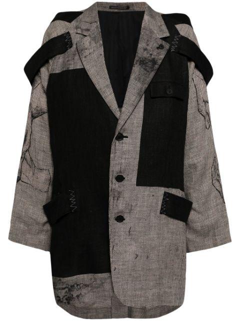 layered-design linen blazer by YOHJI YAMAMOTO