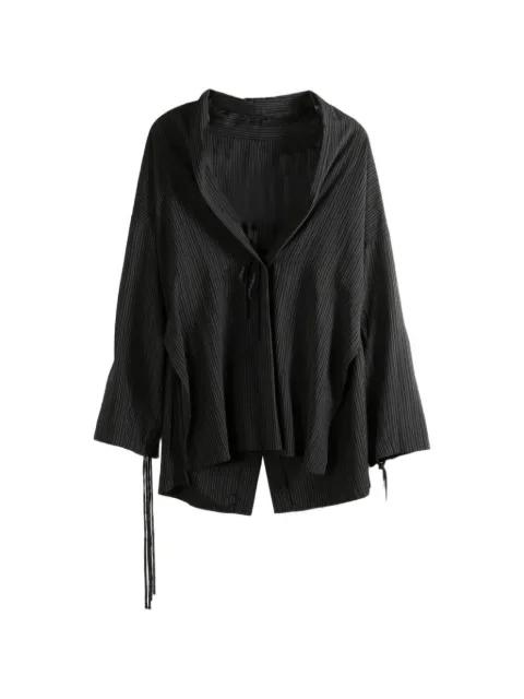 pinstripe-pattern tie-fastening jacket by YOHJI YAMAMOTO