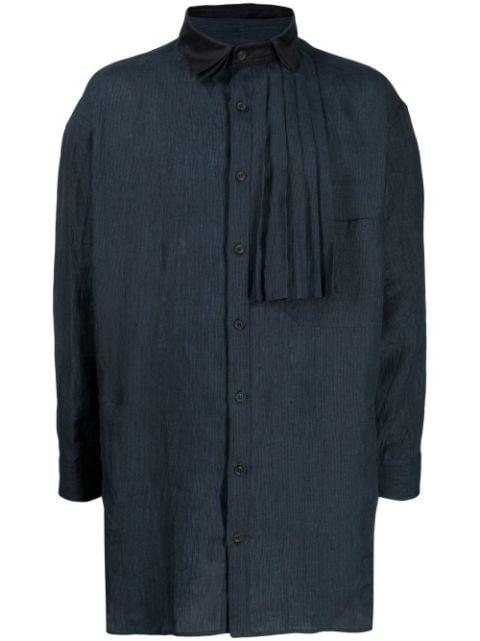 pleated-detail cotton shirt by YOHJI YAMAMOTO