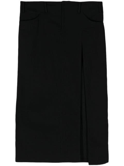 side-slit denim maxi skirt by YOHJI YAMAMOTO