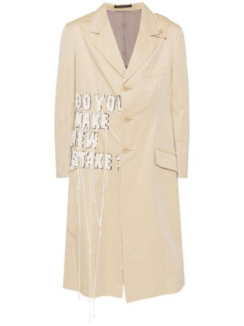 slogan patch single-breasted blazer by YOHJI YAMAMOTO