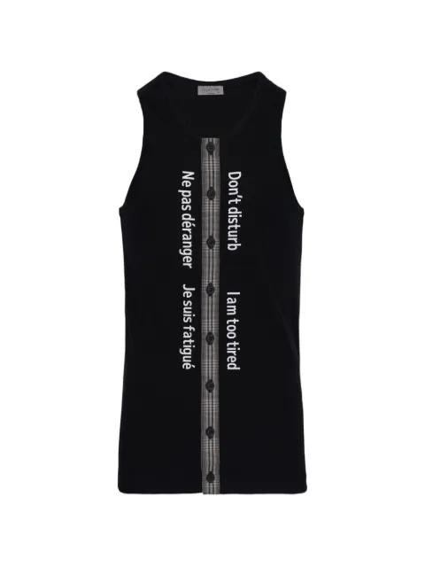 slogan-print tank top by YOHJI YAMAMOTO