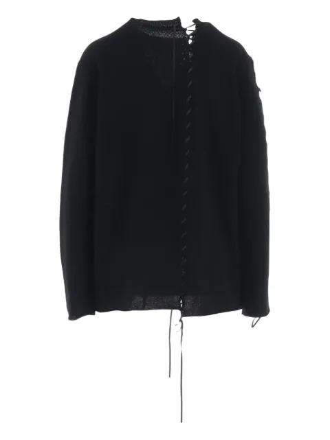 string-detail round-neck wool top by YOHJI YAMAMOTO