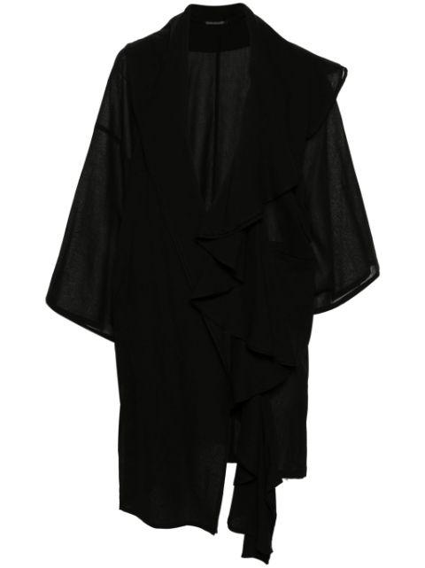 textured draped midi coat by YOHJI YAMAMOTO