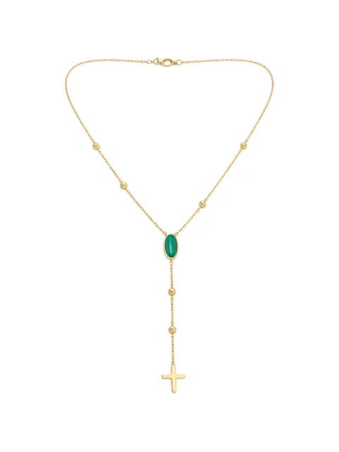 Rose cross-pendant malachite necklace by YOJ