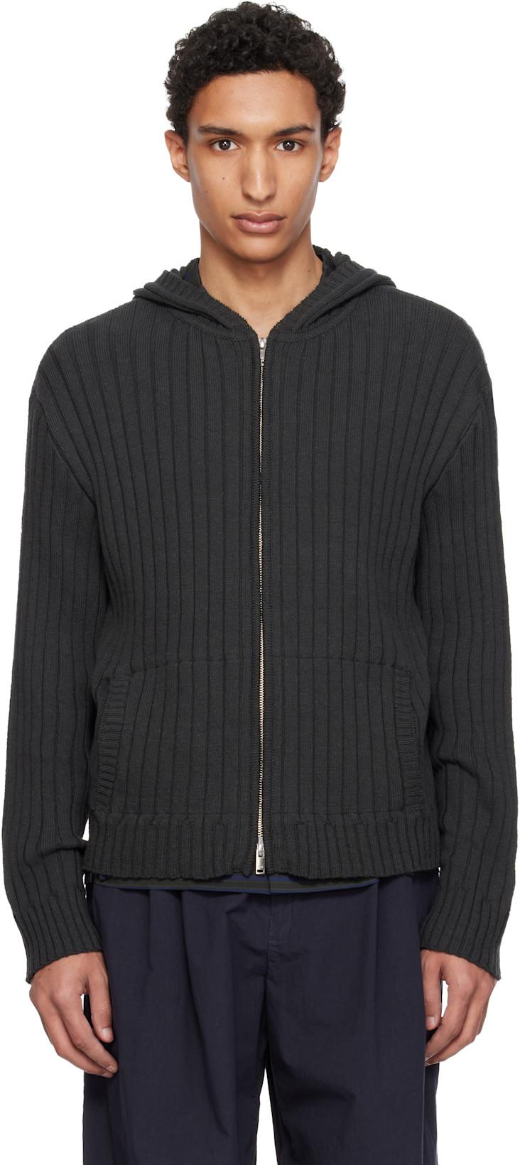 Gray Cotton Wide Rib Hoodie by YOKE