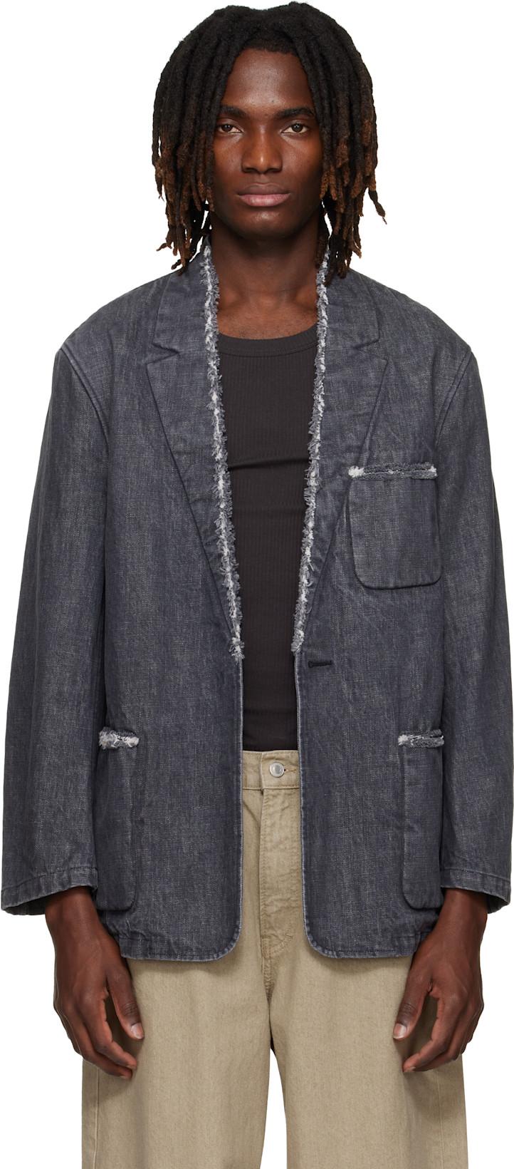 Gray Denim Cut-Off Blazer by YOKE